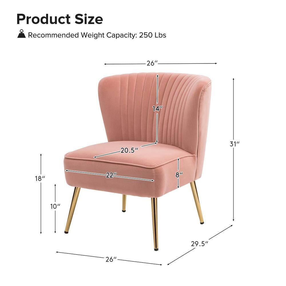 HULALA HOME Monica Upholstered Modern Tufted Accent Side Chair with Gold Legs by  PINK