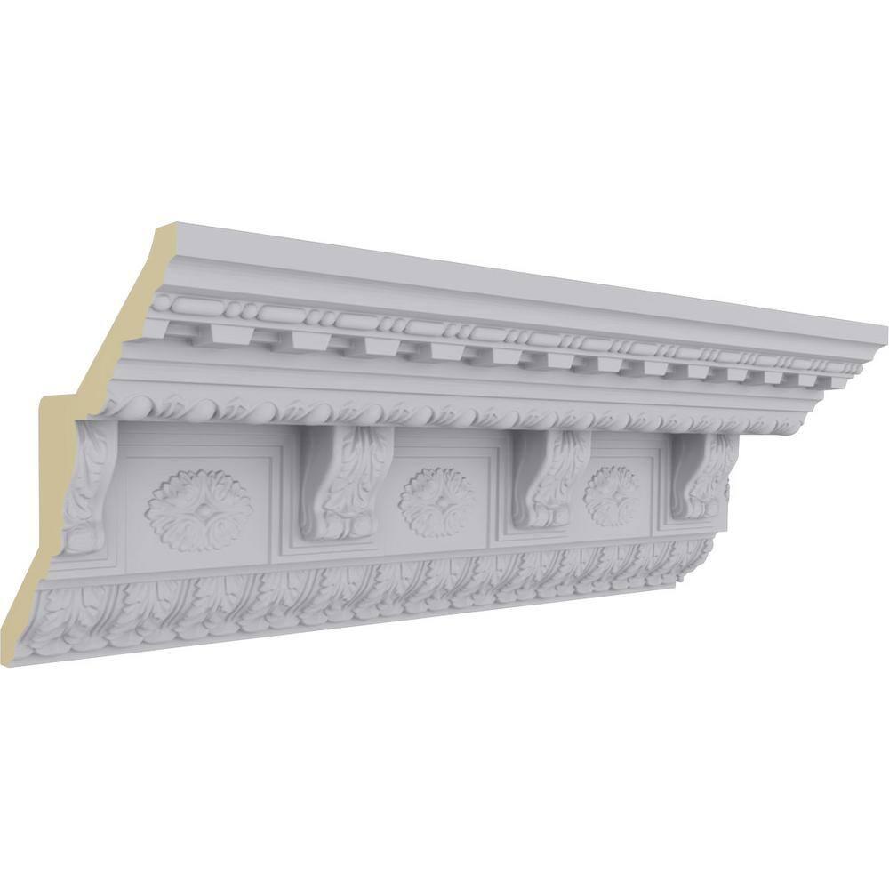 Ekena Millwork SAMPLE - Endurathane Granada Crown Moulding, 9 7/8"H x 9 3/4"P x 14"F x 12"L, Factory Primed