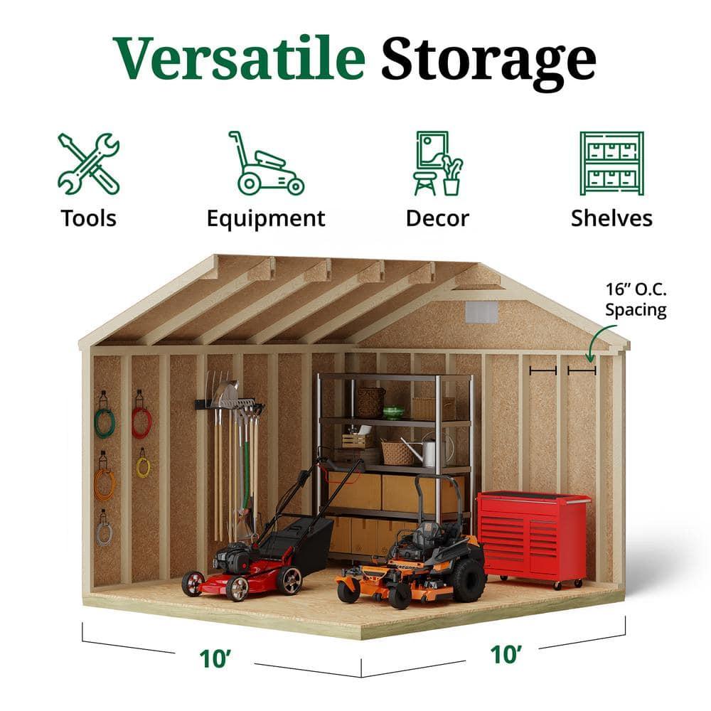 Classic Blue and White 10' x 10' Wooden Storage Shed Kit with Windows