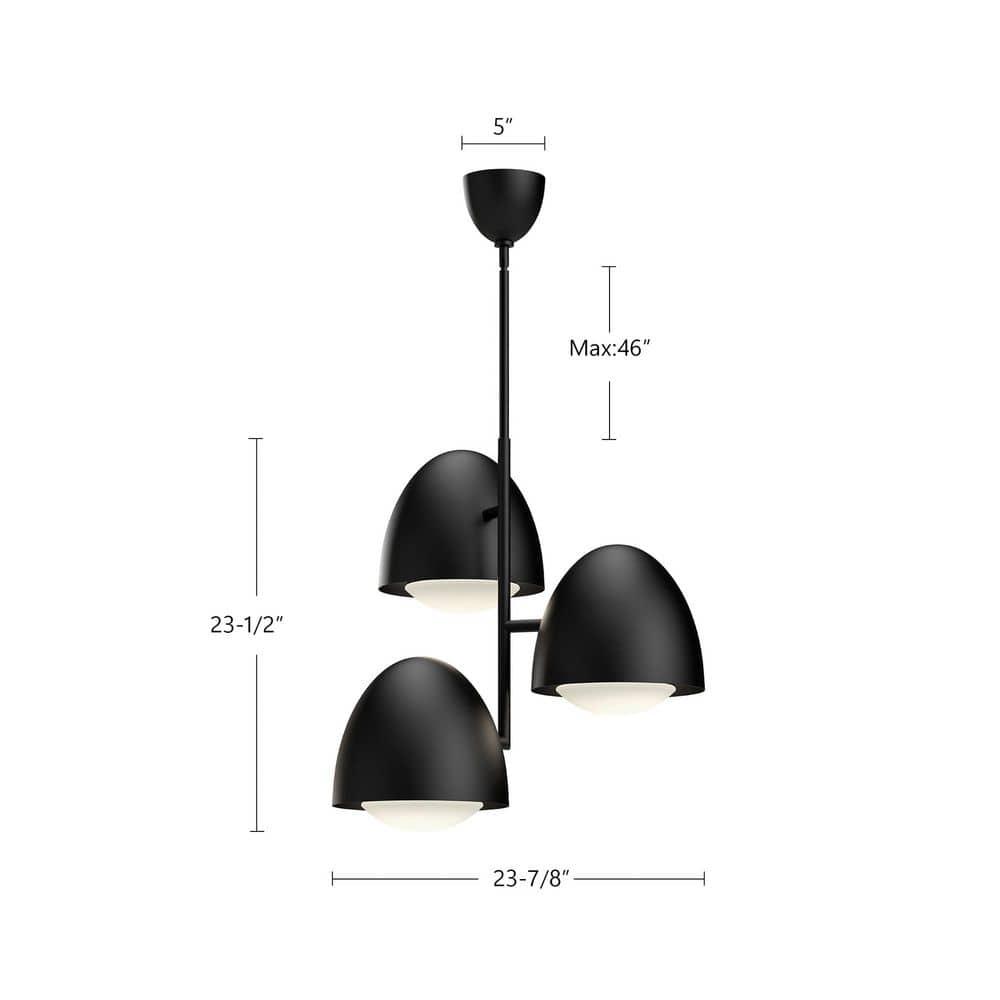 Kenji Black and Gold 24" Chandelier with Opal Matte Glass