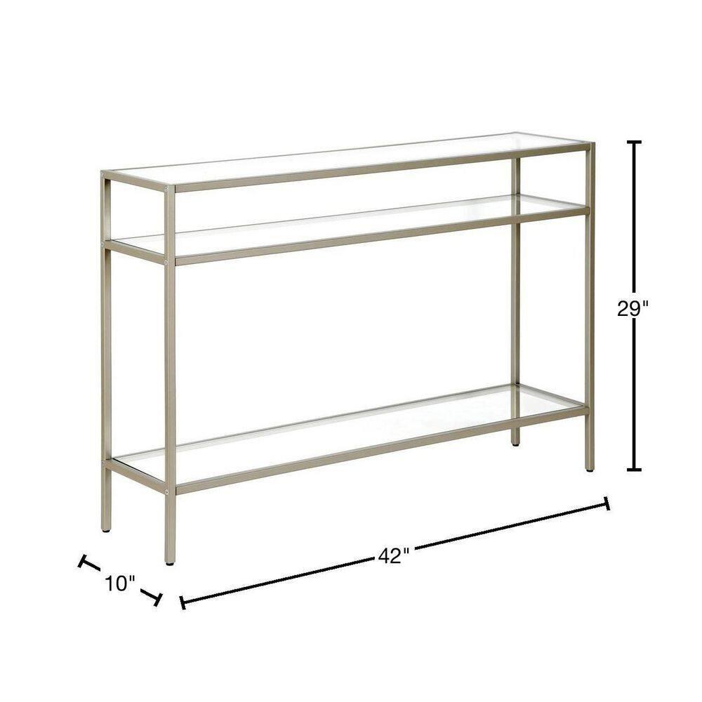 Evelyn&Zoe Siviline 42" Wide Rectangular Console Table, Satin Nickel