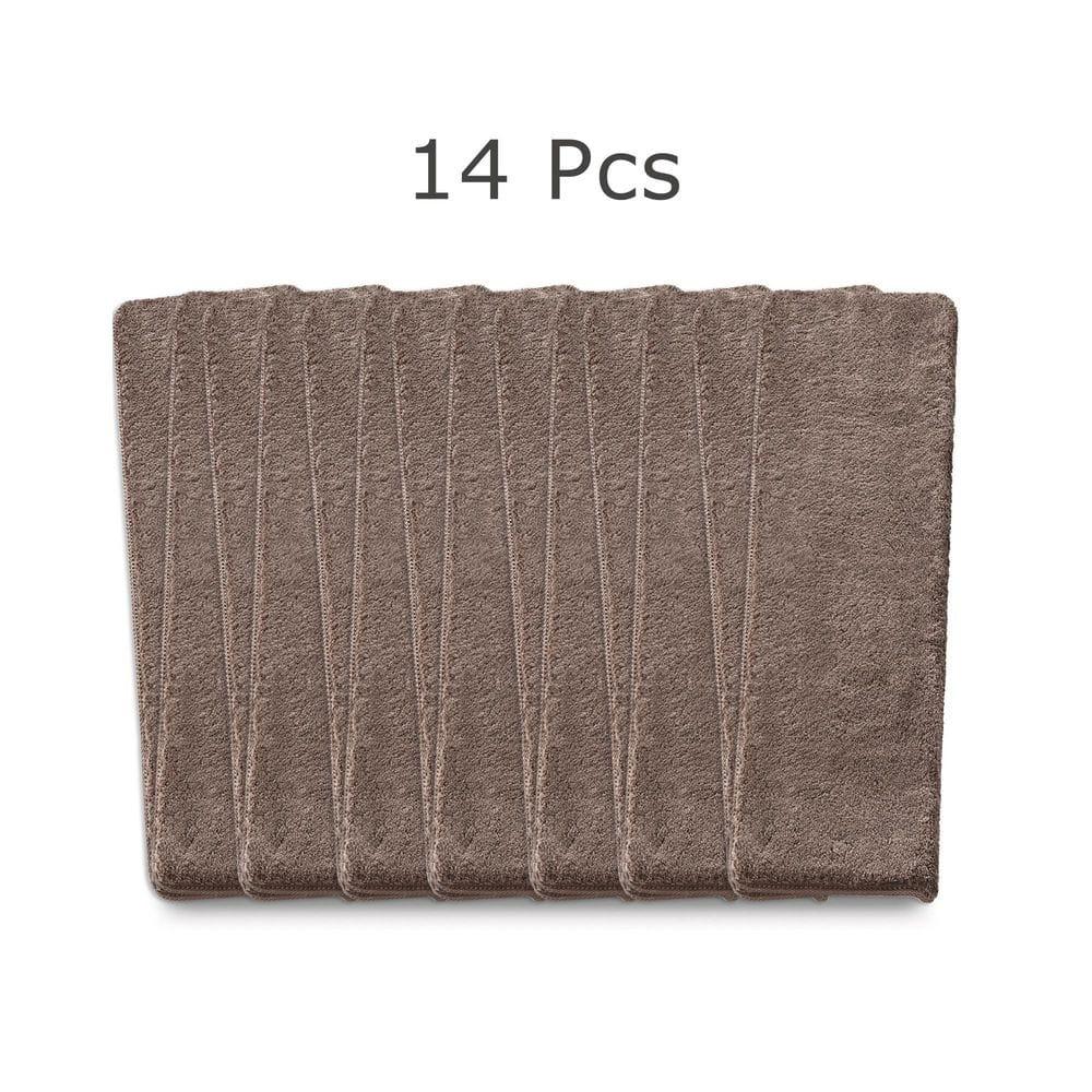 Soft Plush Brown 9.5 in. x 30 in. x 1.2 in. Bullnose Indoor Stair Tread Cover Tape Free Non-slip Carpet Set of 14