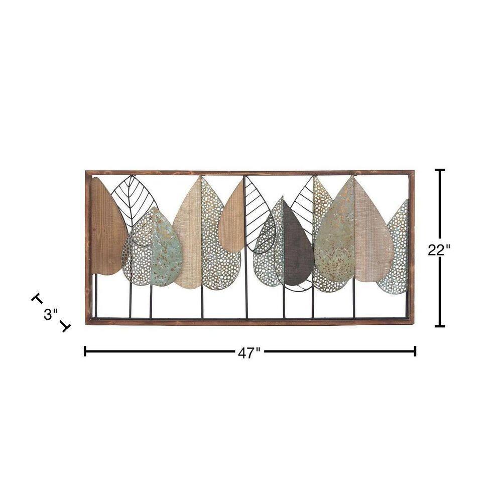 XMVJHOME Modern Leaf Wall Art Sculpture With Metal Wire Accents, Minimalist Botanical Home Decor, Open-Frame Design For Contemporary Interiors