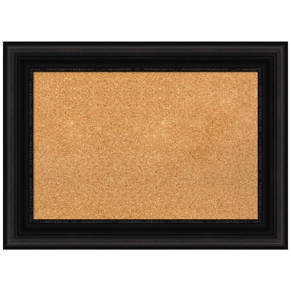 Amanti Art Natural Cork Board Framed Parlor Black Bulletin Board 30 in. x 22 in.