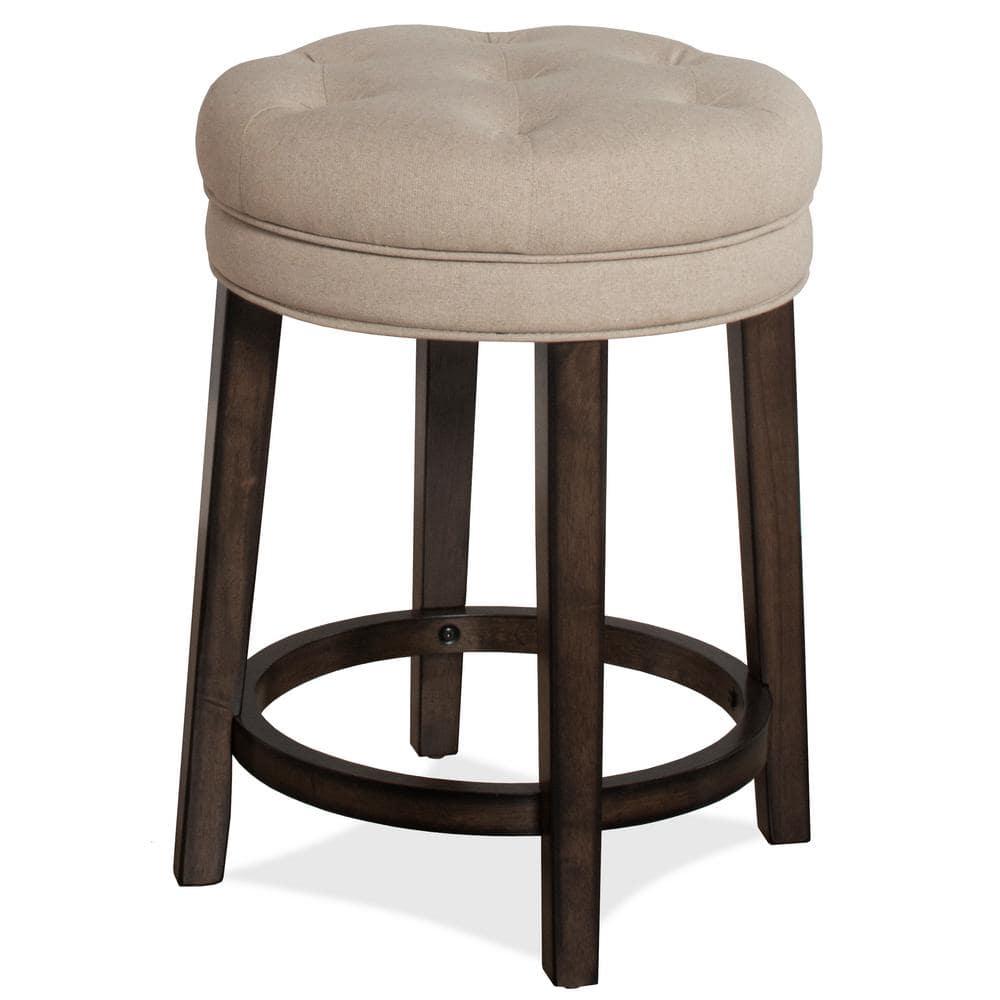 Krauss Backless Counter Height Barstool: Linen Upholstery, Charcoal Wood Frame - Hillsdale Furniture