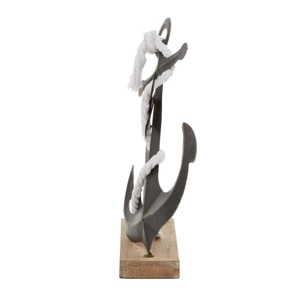 15" x 16" Black Metal Anchor Sculpture, by DecMode