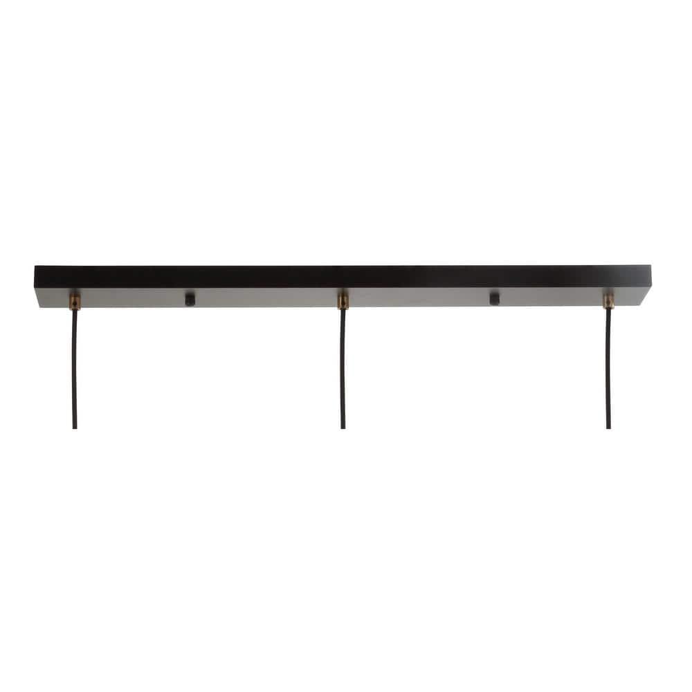Apollo 33.5" 3-Light Mid-Century Modern Iron Adjustable Linear LED Pendant, Black/Brass Gold