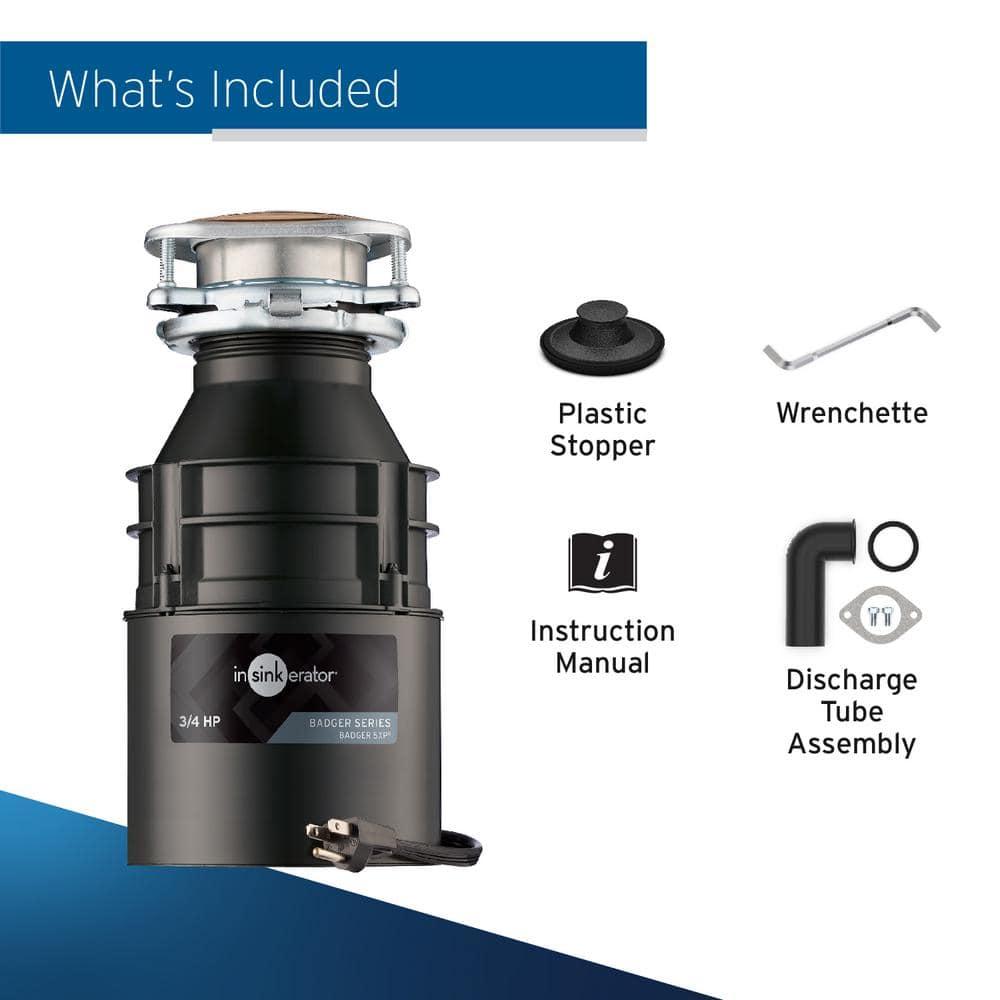 Badger 5XP 3/4 HP Continuous Feed Garbage Disposal