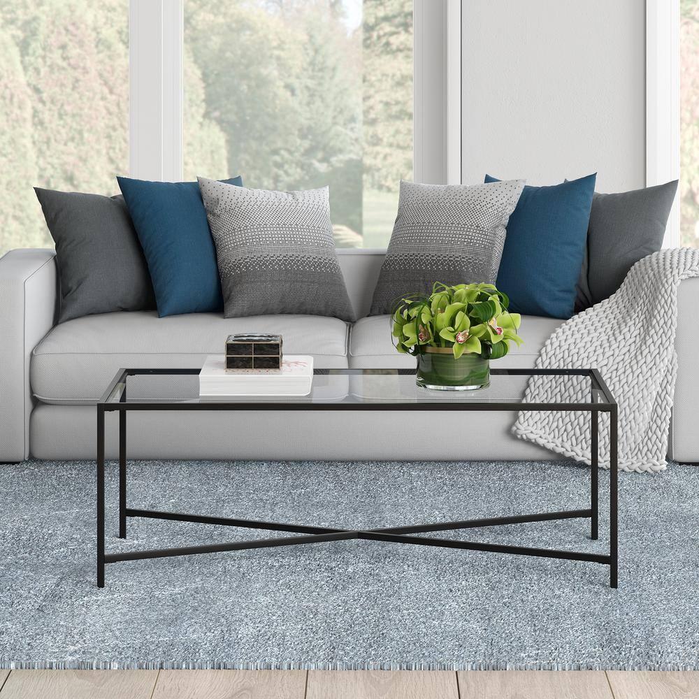Henn&Hart Black Bronze Coffee Table with Glass Top