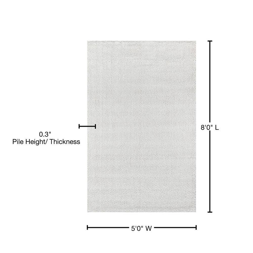 5'X8' Solid Woven Area Rug Ivory - Erin Gates By Momeni: Modern Low Pile Handmade Rectangle, Indoor Use, Spot Clean