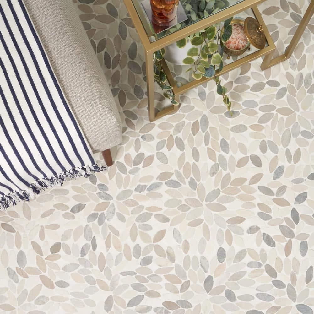 Picturesque Flower 11.81 in. x 11.81 in. Natural Stone Floor and Wall Mosaic Tile (0.97 Sq. Ft. / Each)