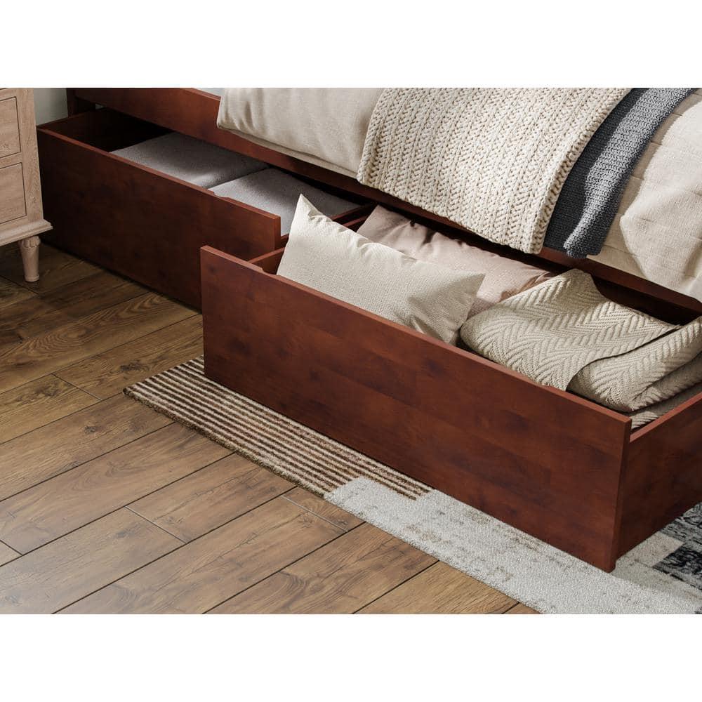 AFI Canyon Walnut Solid Wood Platform Bed with Matching Footboard & Storage Drawers, Queen