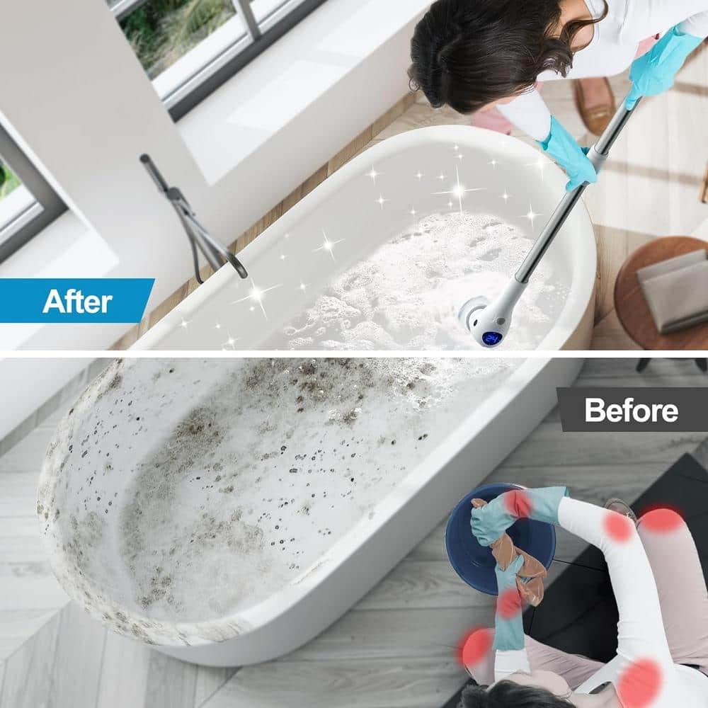 Electric Spin Scrubber with Light, Electric Cleaning Brush LCD 3 Adjustable Speeds Cordless Handheld Brush with 8 Replaceable Brush Head