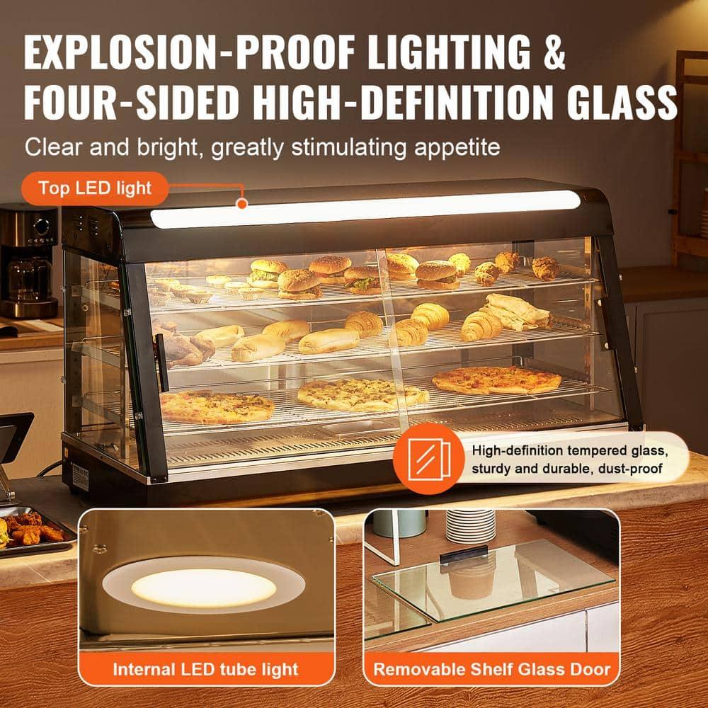 VEVOR 3-Tier Commercial Food Warmer Display, 1500W Food Display Warmer with Light, Adjustable Shelf and Temperature Display, Steam Heating, 180L