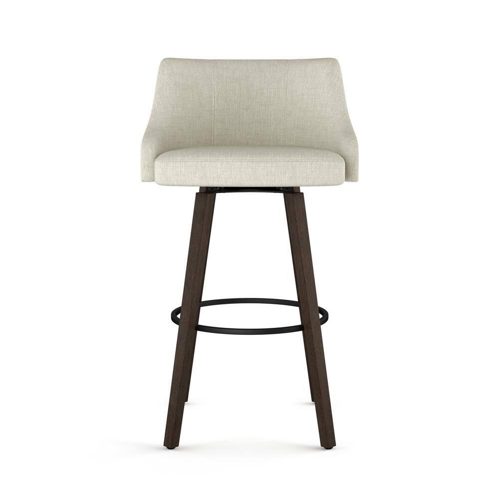 Ramon Elegant Swivel Bar Stool 30" Dark Brown and Beige