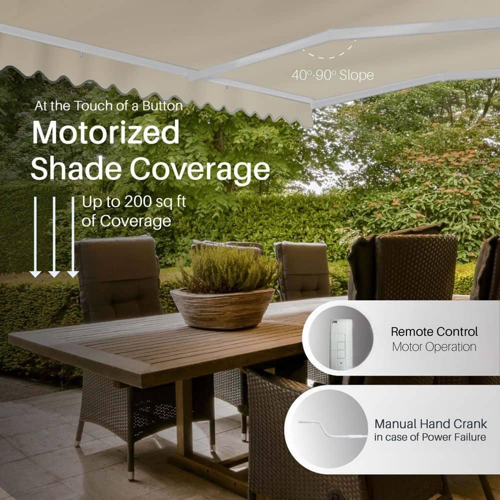 Motorized Retractable White Frame Patio Awning