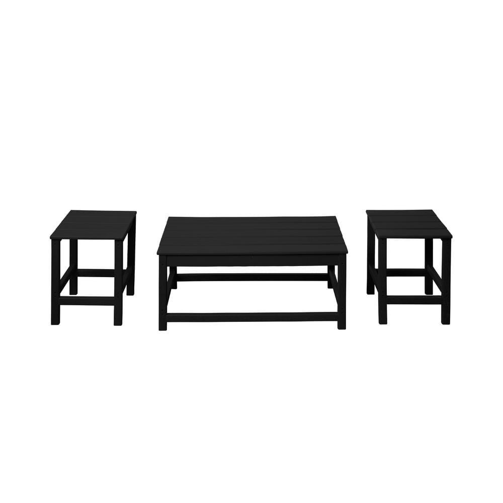 Polytrends  Laguna Hdpe All Weather Outdoor Patio Coffee And Side Tables (3-Piece Set) Black
