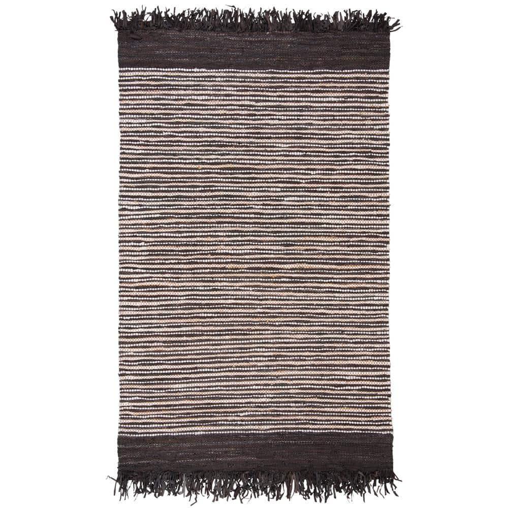Vintage Leather VTL373 Hand Woven Area Rug - Dark Brown/Multi - 5'x8' - Safavieh.