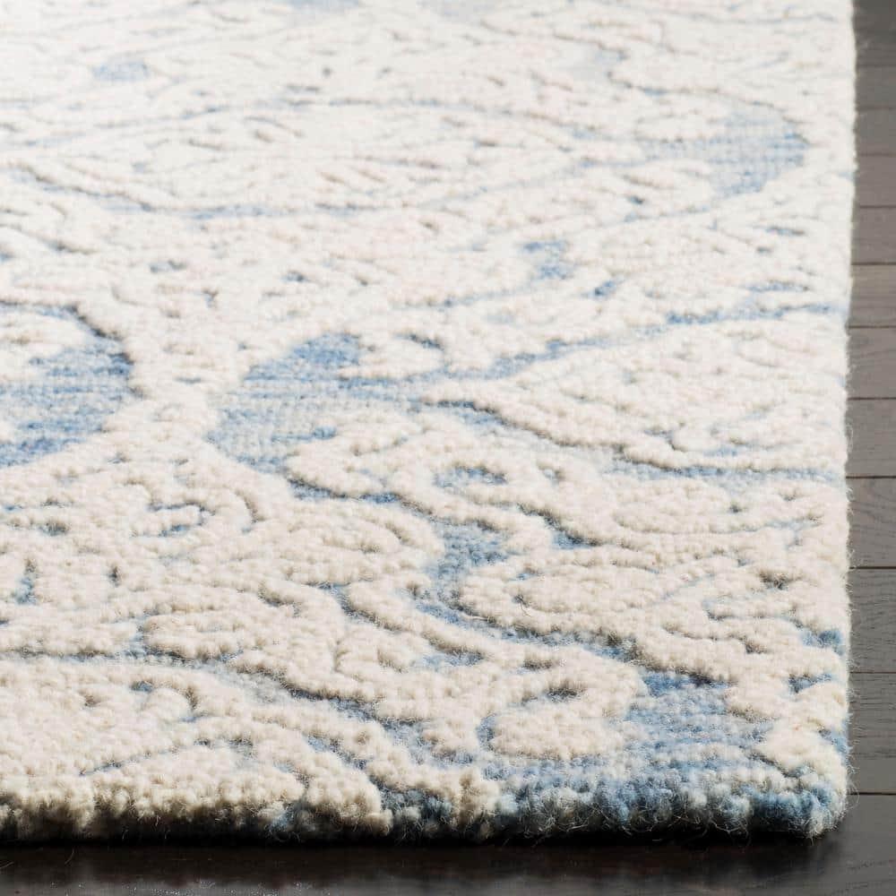Blossom BLM112 Hand Tufted Indoor Runner Rug - Blue/Ivory - 2'3"x12' - Safavieh