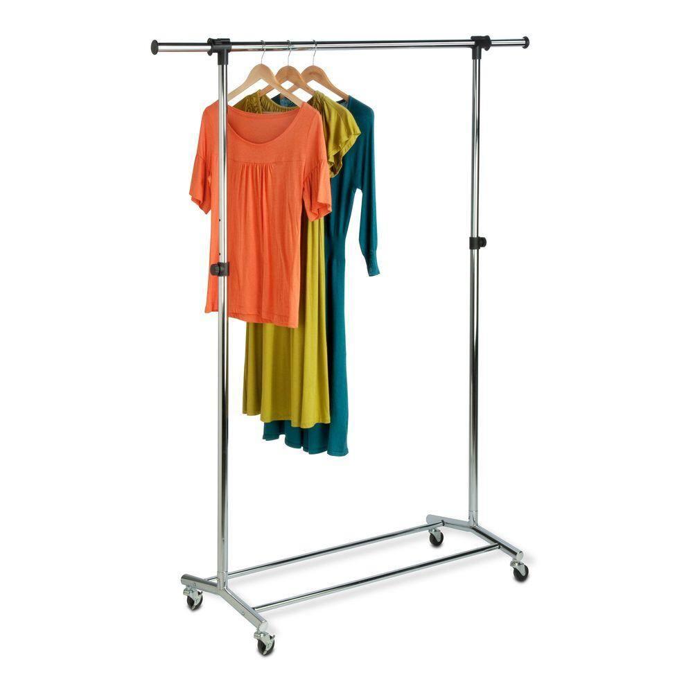 Honey-Can-Do Chrome Garment Rack: Steel Frame Wardrobe & Hanger Rack, Closet Storage, 70.5" Height, 30 lb Capacity