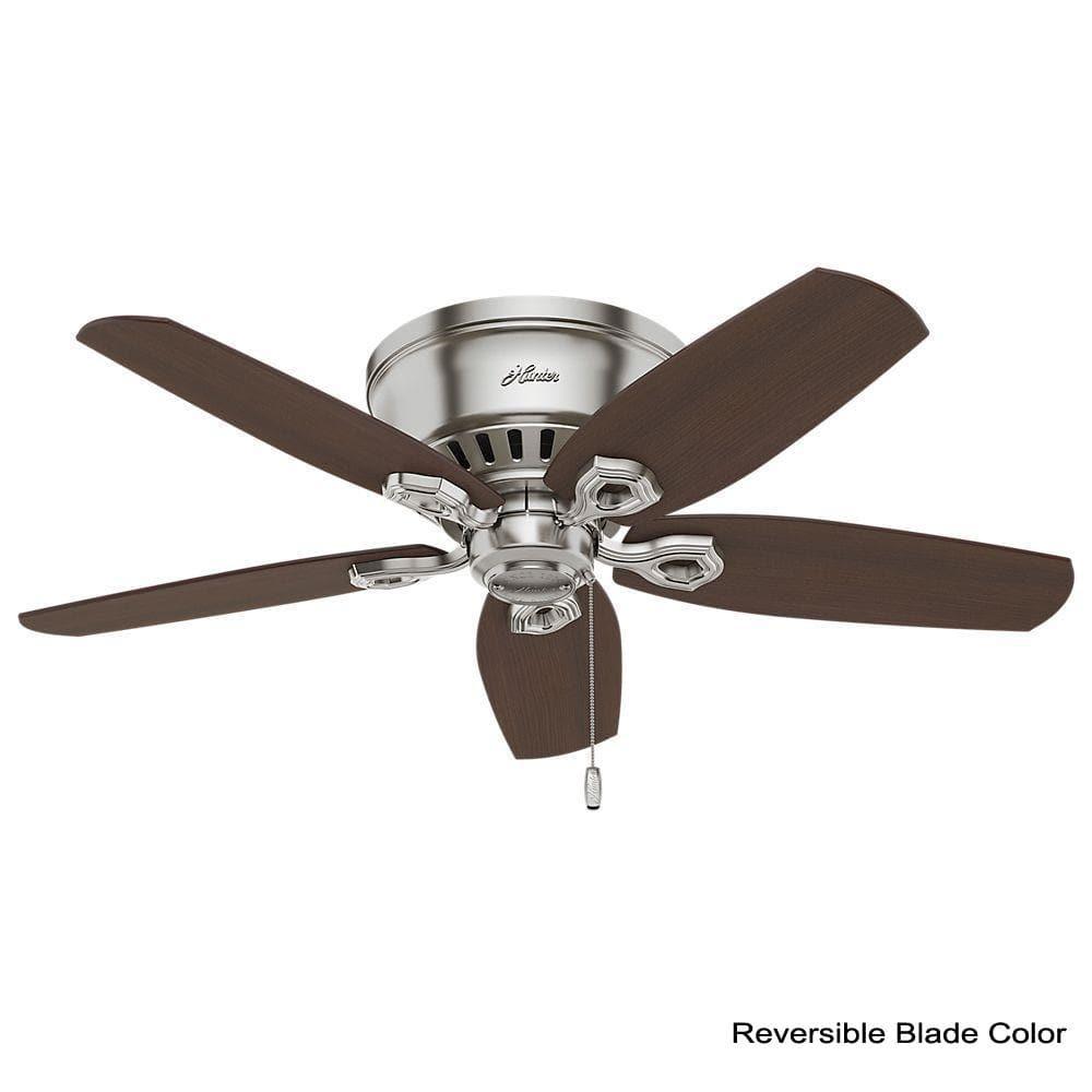 Hunter - Builder Indoor Low Profile Ceiling Fan With Light, 42-inch, Brushed Nickel, Traditional-style, 3-speed WhisperWind Motor, 51092, for living rooms, bedrooms, home offices, kitchens