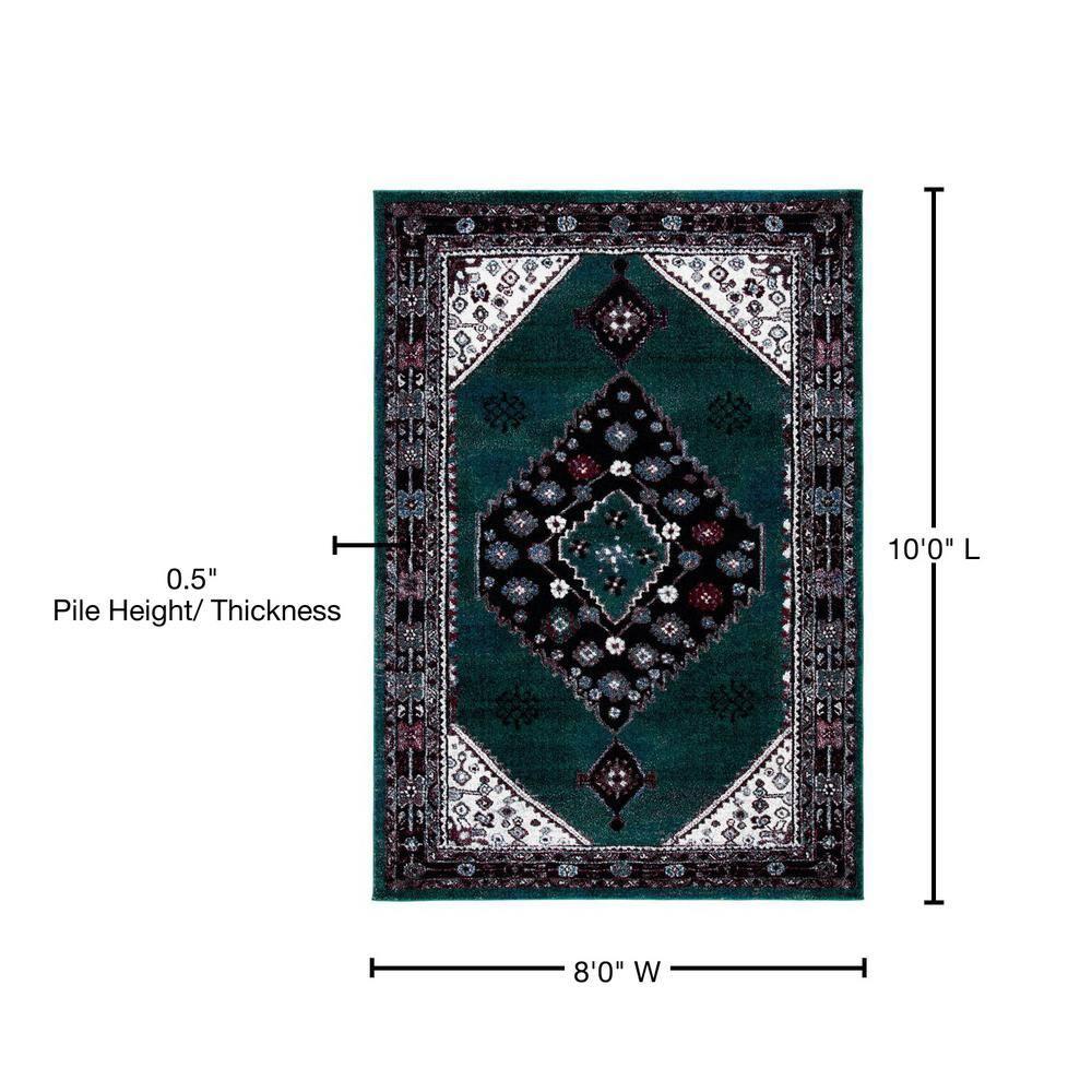 Vintage Hamadan VTH202 Power Loomed Area Rug - Green/Black - 8'x10' - Safavieh.
