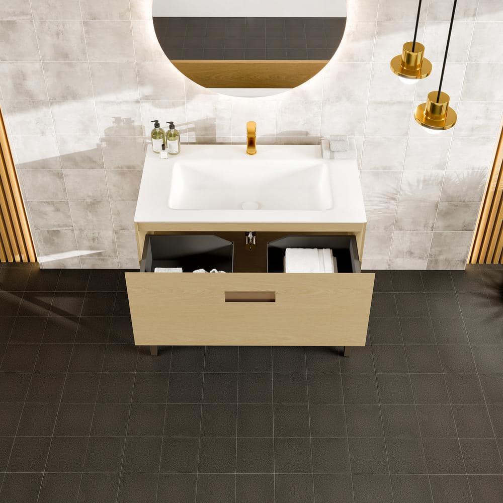Eviva Lina 35'' Single Bathroom Vanity with Solid Surface Top