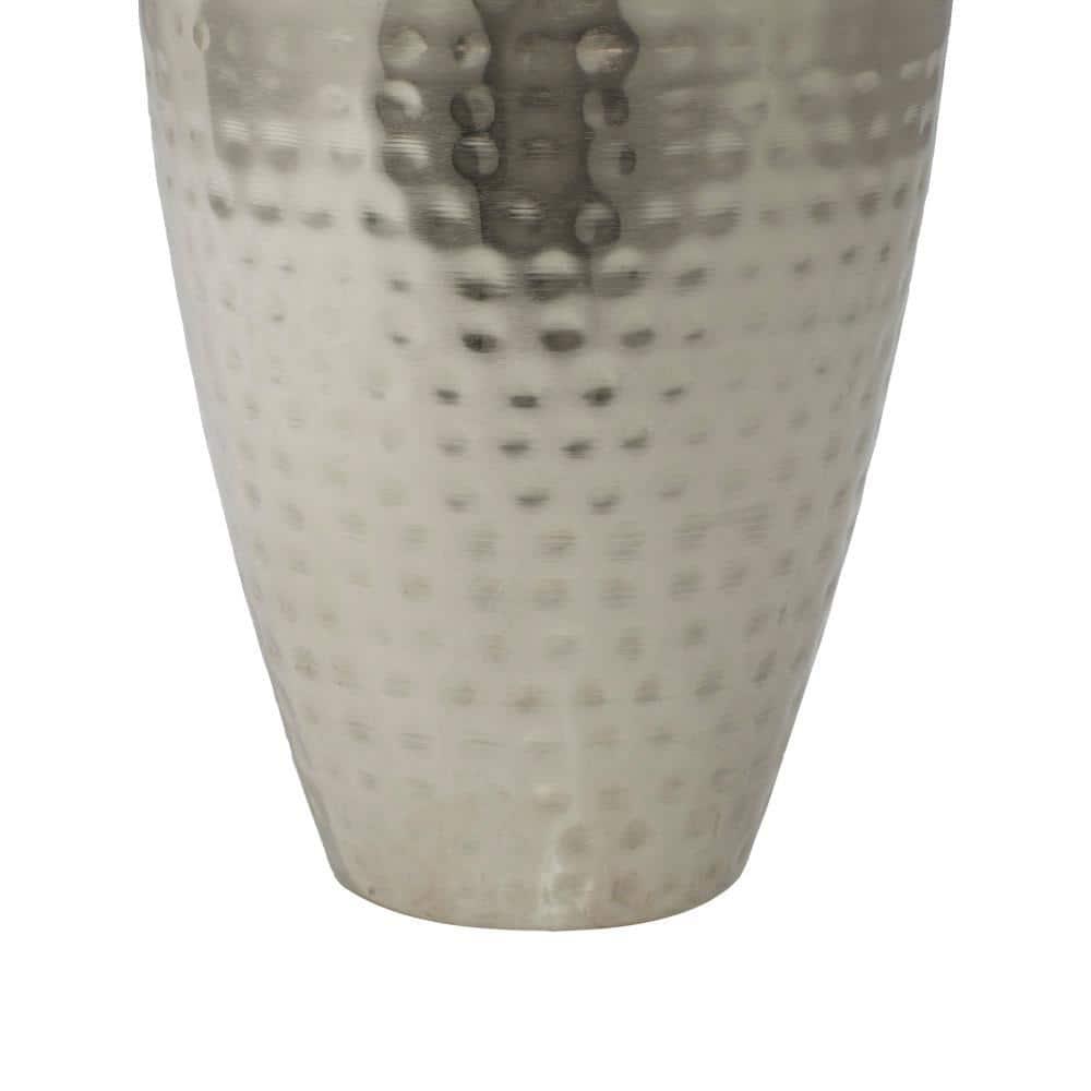 DecMode 7" x 16" Silver Metal Hammered Decorative Jars, 1-Piece