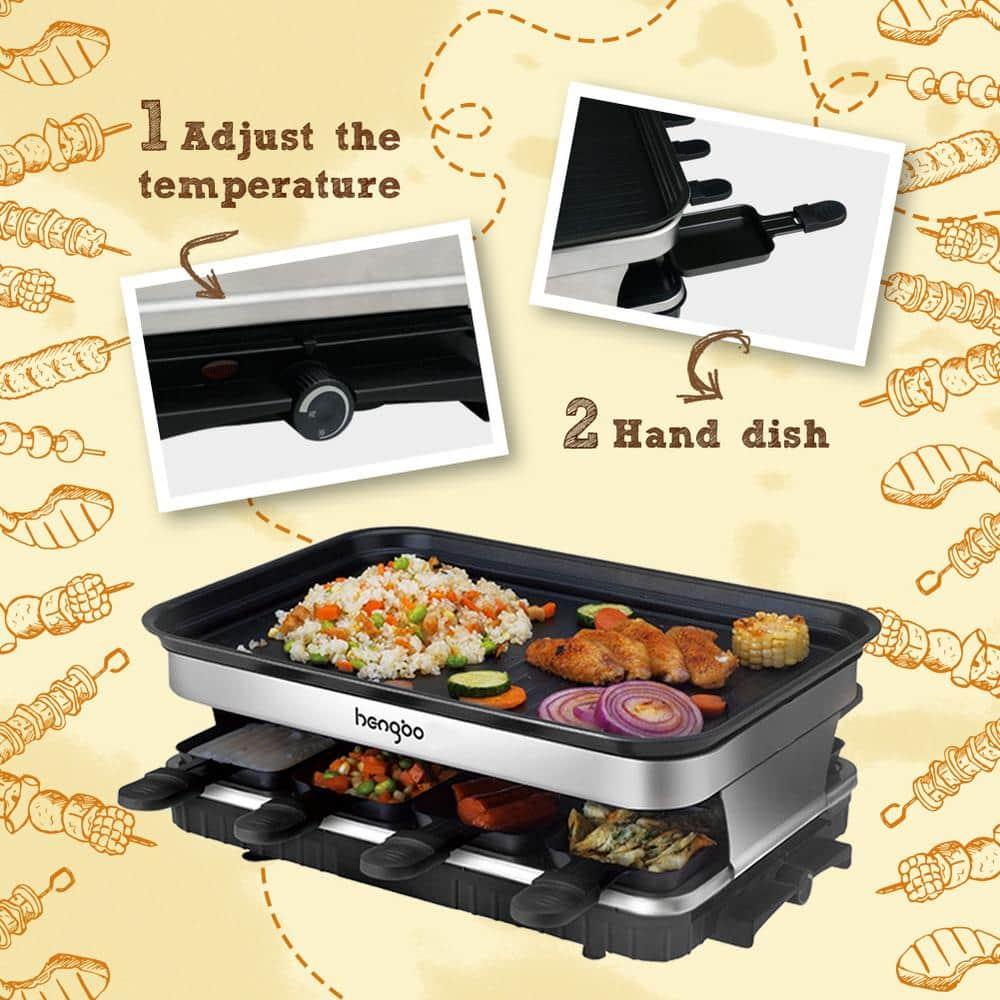 Black Cast Iron Electric Tabletop Grill with Non-Stick Griddle Plate