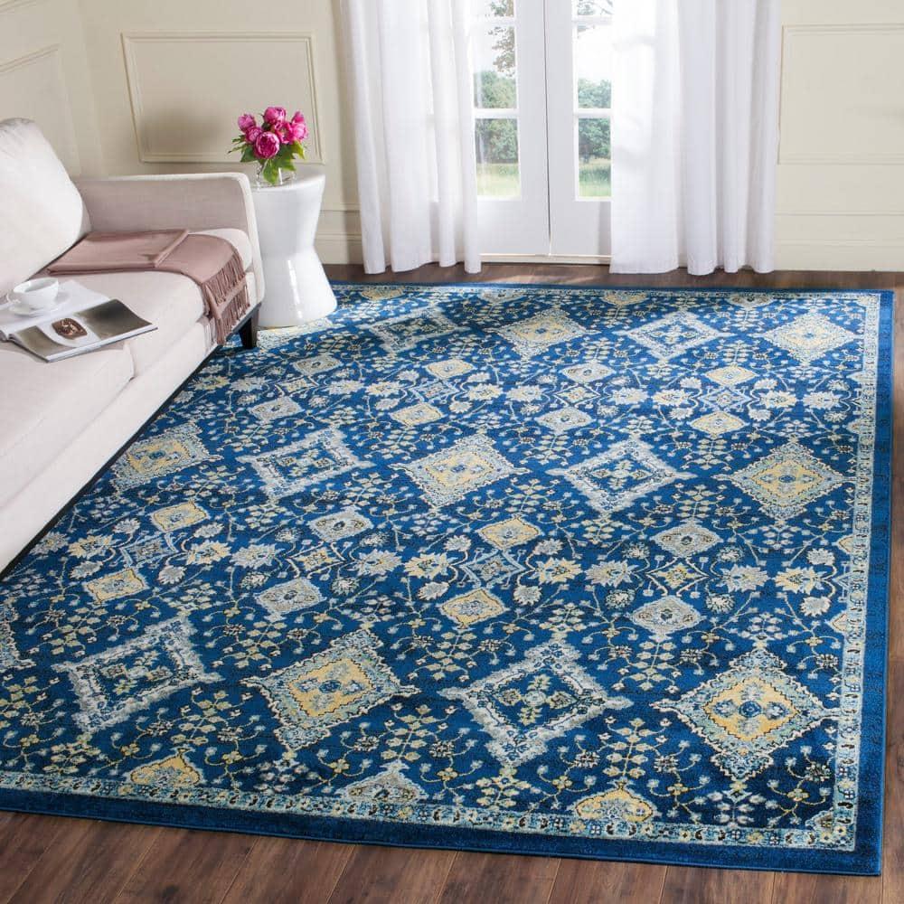 Evoke EVK224 Power Loomed Area Rug - Royal/Ivory - 8'x10' - Safavieh.