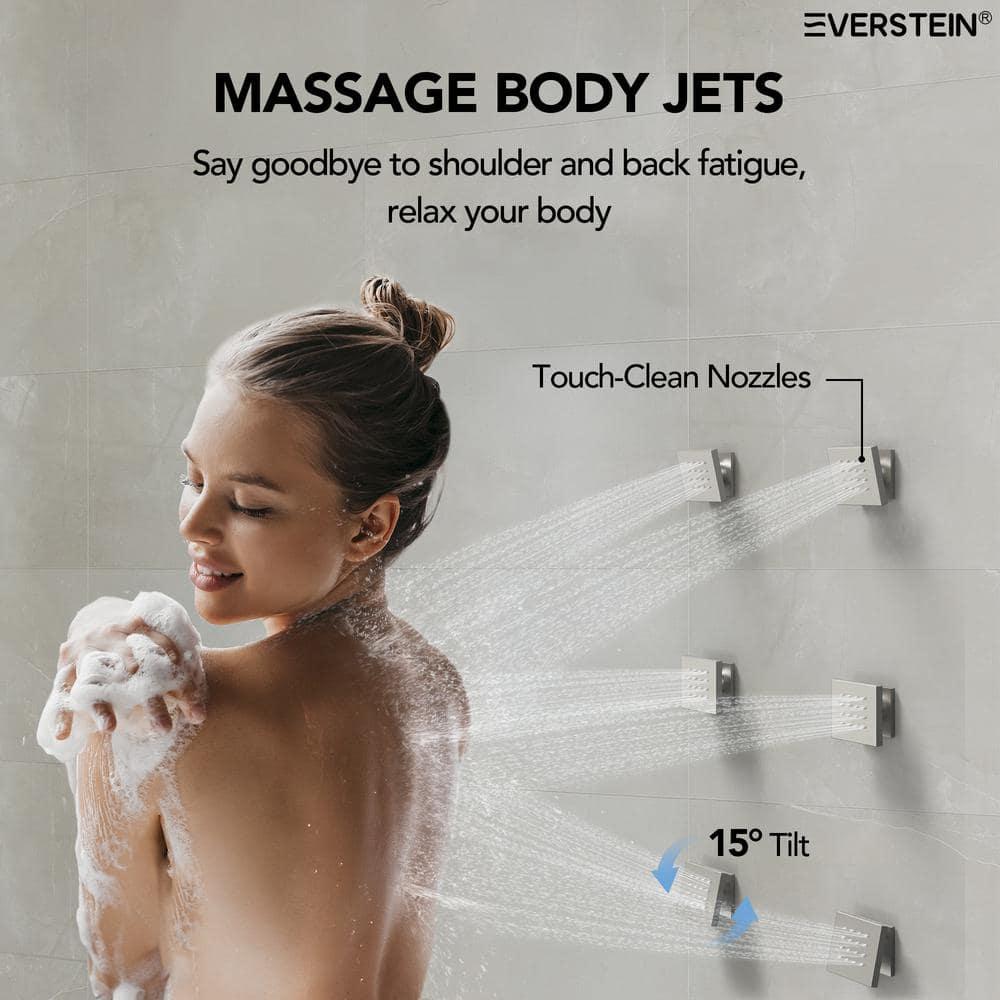 DualJetSpa 15-Spray Patterns 16" & 6" Dual Shower Head, Shower FaucetSystem with Thermostatic Rough-in Valve and Body Jets