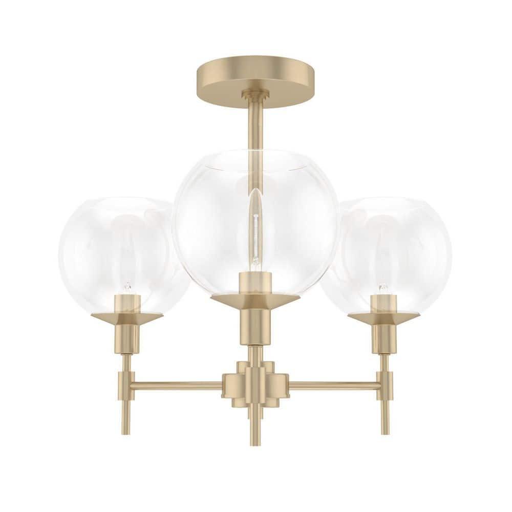 Hunter - Xidane 3-light Alturas Gold, Medium Size Chandelier, Dimmable, Mid Century Modern Style, Candle Shaped, for Bedrooms, Dining, Living Rooms - 19739