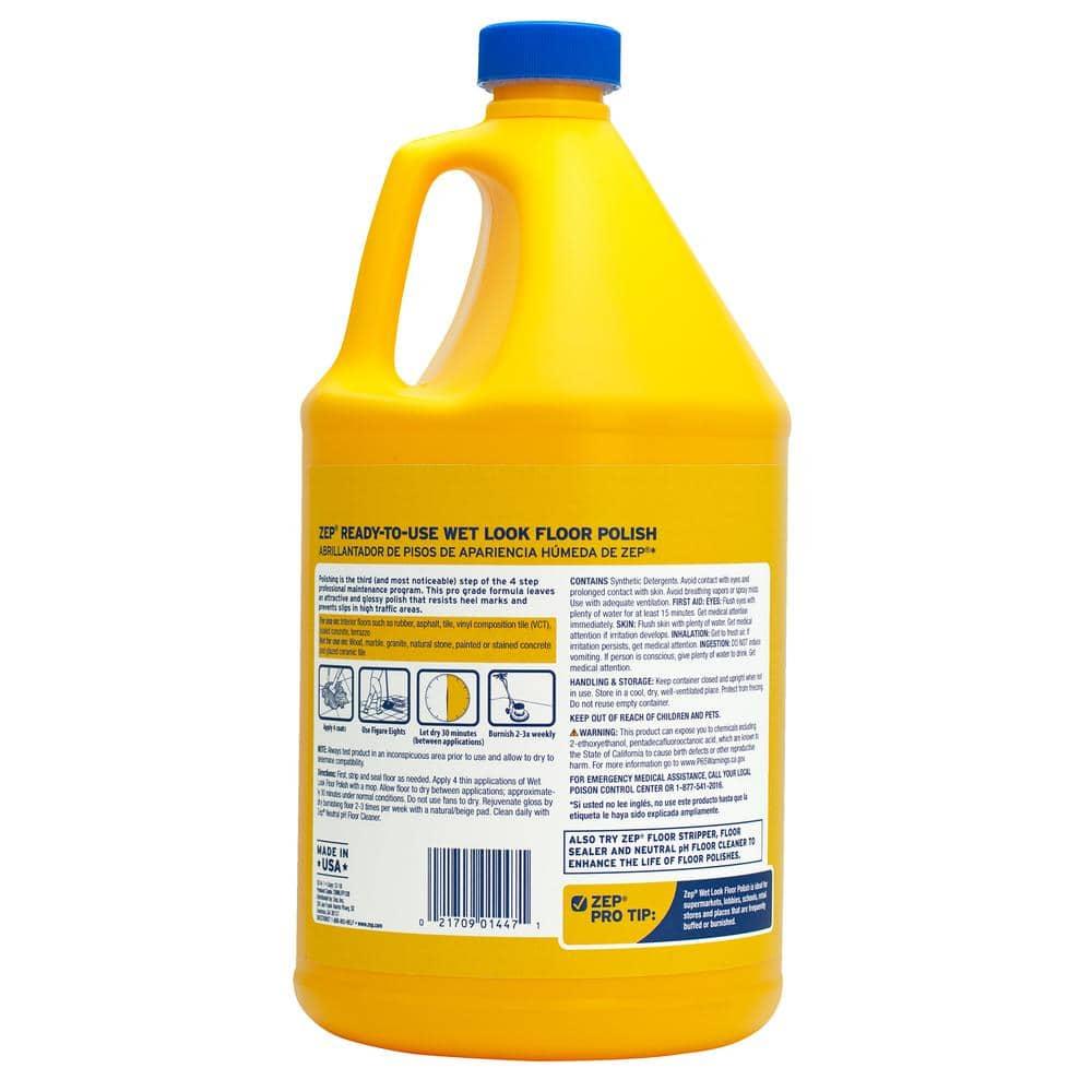 Zep Professional Wet Look Floor Polish Indoor Commercial Floor Cleaners, Mild Ammoniacal, 128 oz