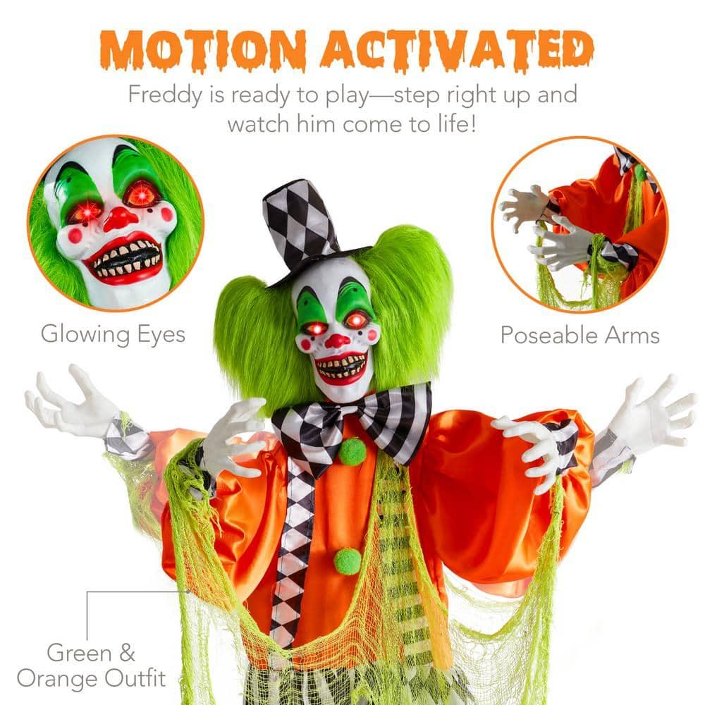 Best Choice Products Funhouse Freddy The Motion Activated Animatronic Killer Clown Halloween Prop w/ Pre-Recorded Lines