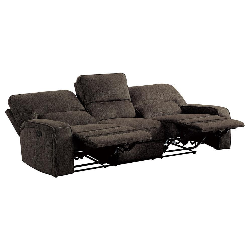 Lexicon Borneo Traditional Chenille Double Reclining Sofa in Chocolate