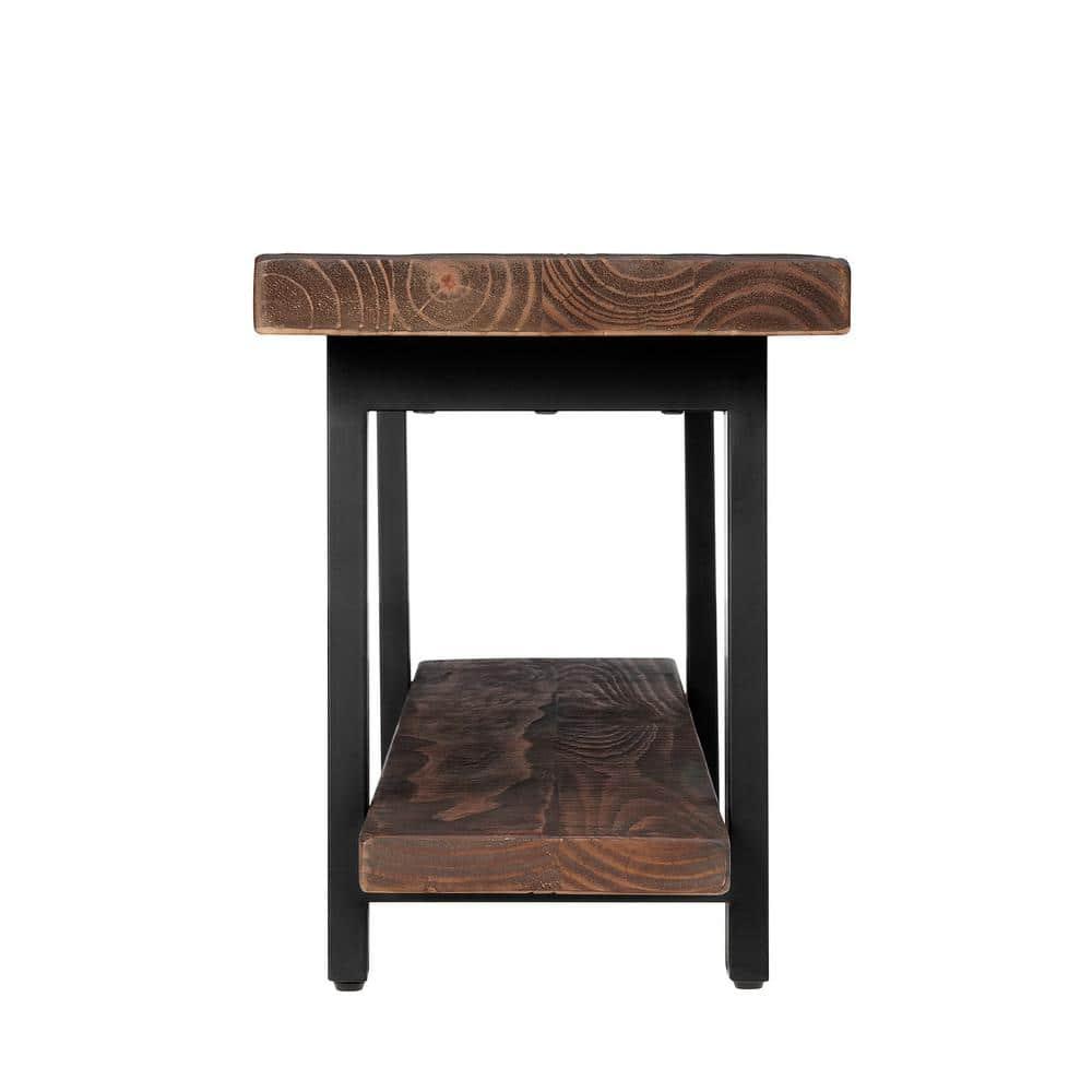 48" Pomona Solid Wood and Metal Entryway Bench Brown - Alaterre Furniture: Rustic Style, 2-Seater with Storage, Spot Clean