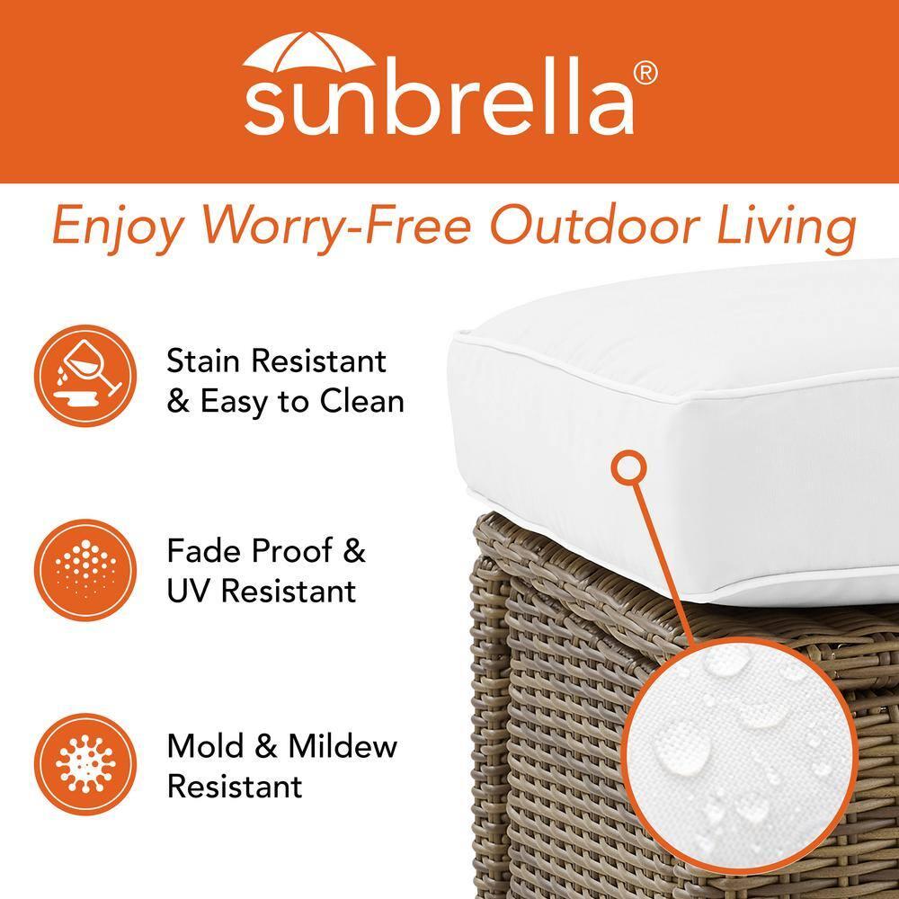 Bradenton Outdoor Steel Swivel Rocking Chair with Sunbrella White/Weathered Brown - Crosley: Resin Wicker, UV & Weather-Resistant