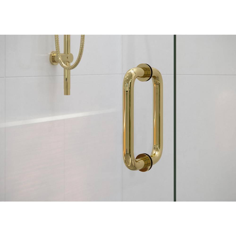 Illume 75.5 in x 78 in Frameless Polished Brass Shower Door with Clear Glass