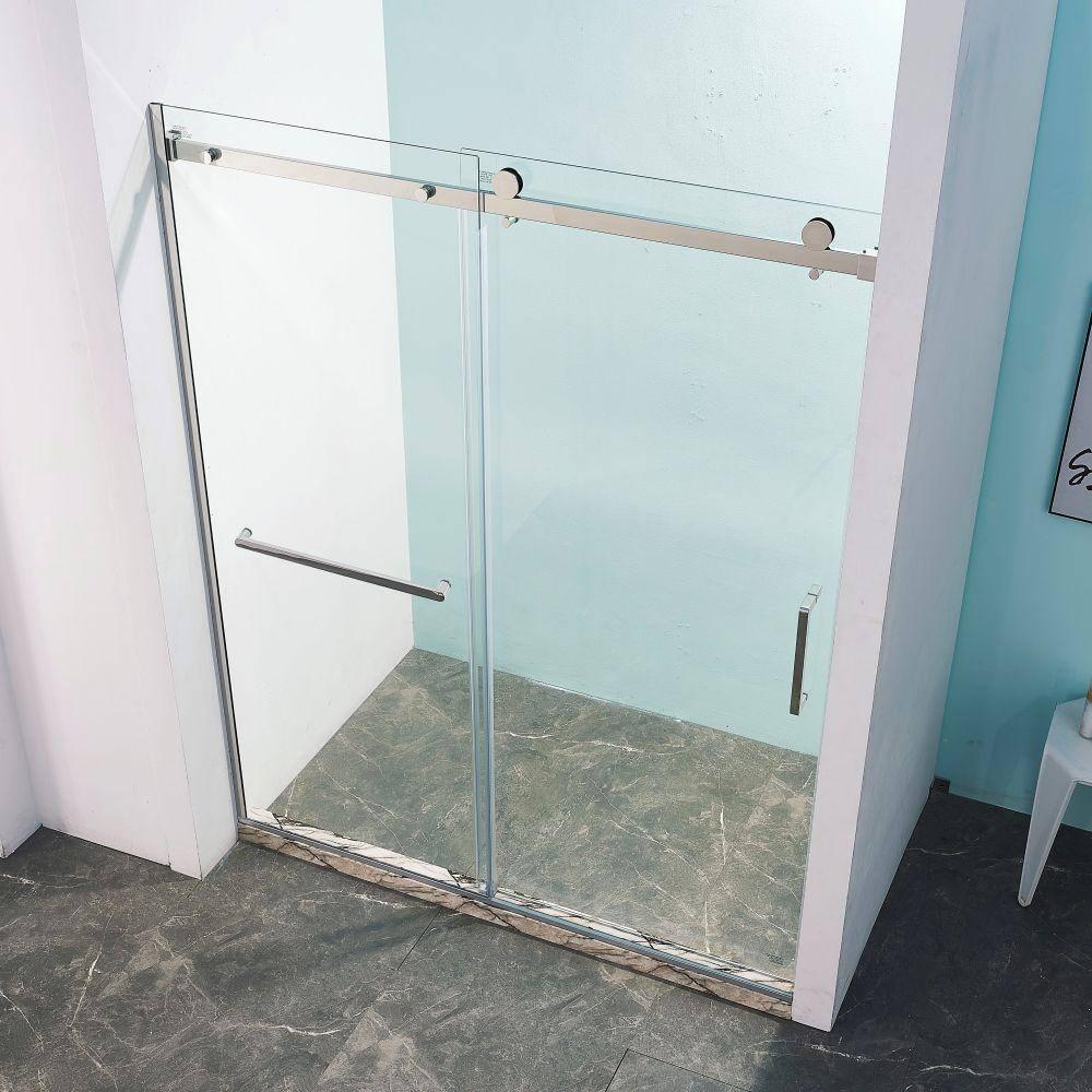 56"-60 ‘W x 75’ Aluminum Framed Single Slide Design Shower Door