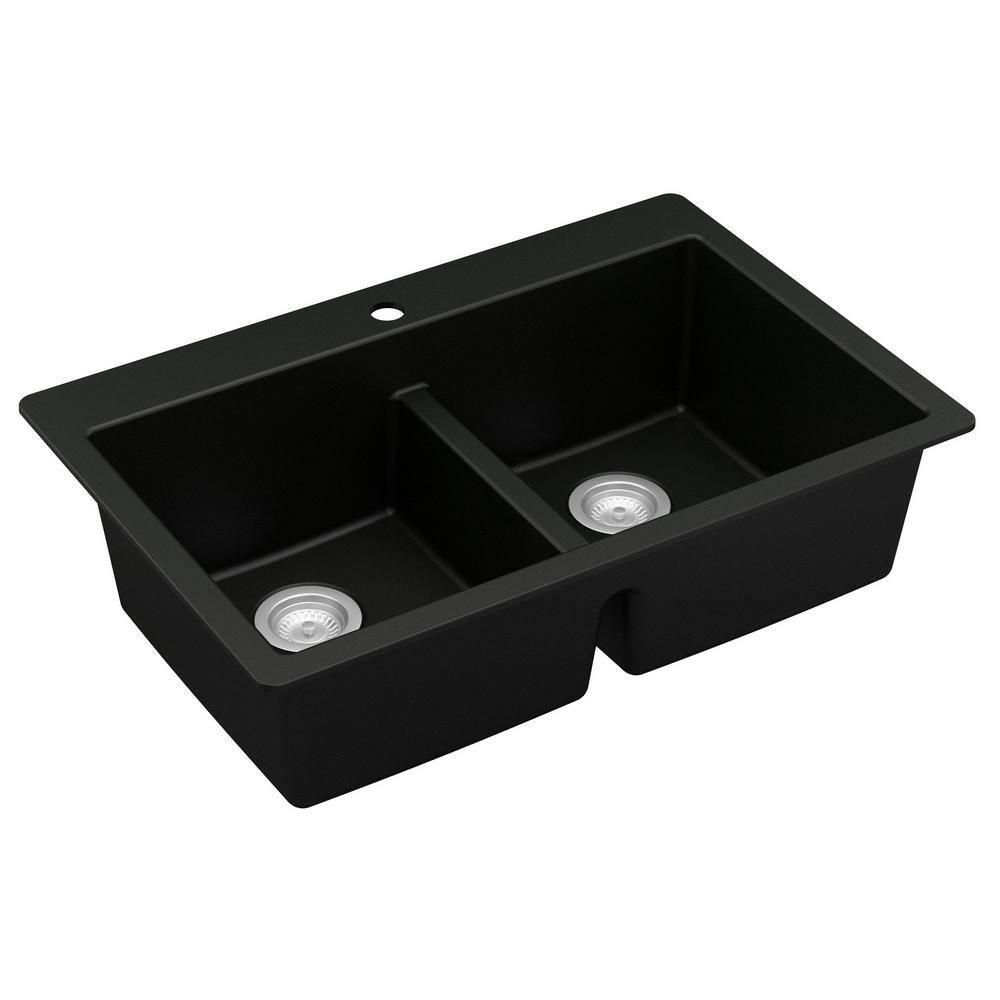 Karran Quartz 33'' X 22'' 50/50 Double Bowl Composite Drop-in Kitchen Sink