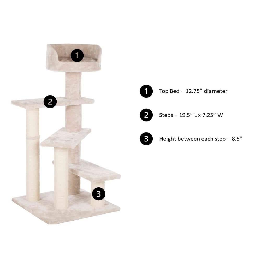 TRIXIE TRIXIE Tulia Senior 40.2" Cat Tower, 4-Level Cat Tree, Sisal Scratching Posts, Plush Platforms, Top Platform Bed