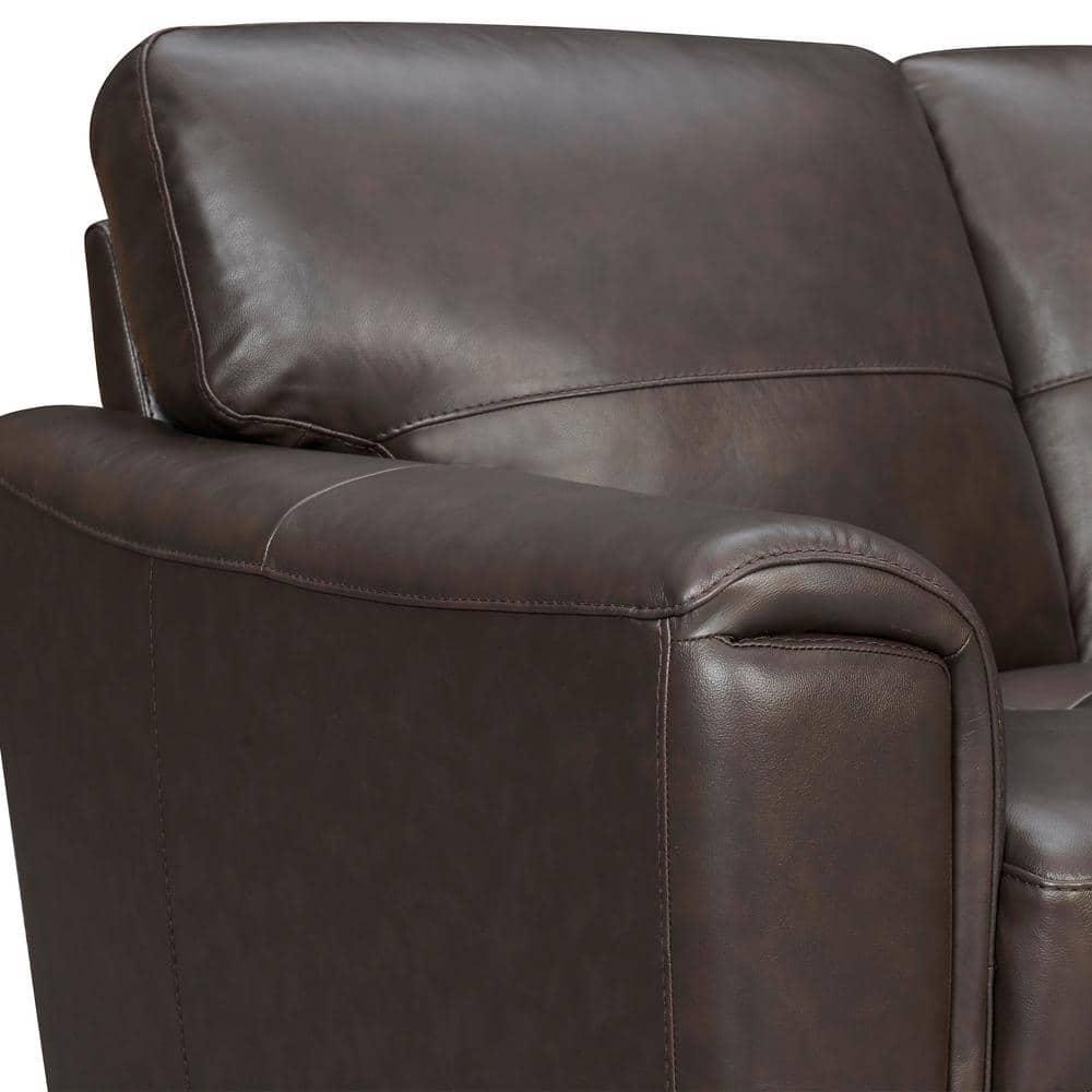 Bergen 87" Espresso Genuine Leather Square Arm Sofa