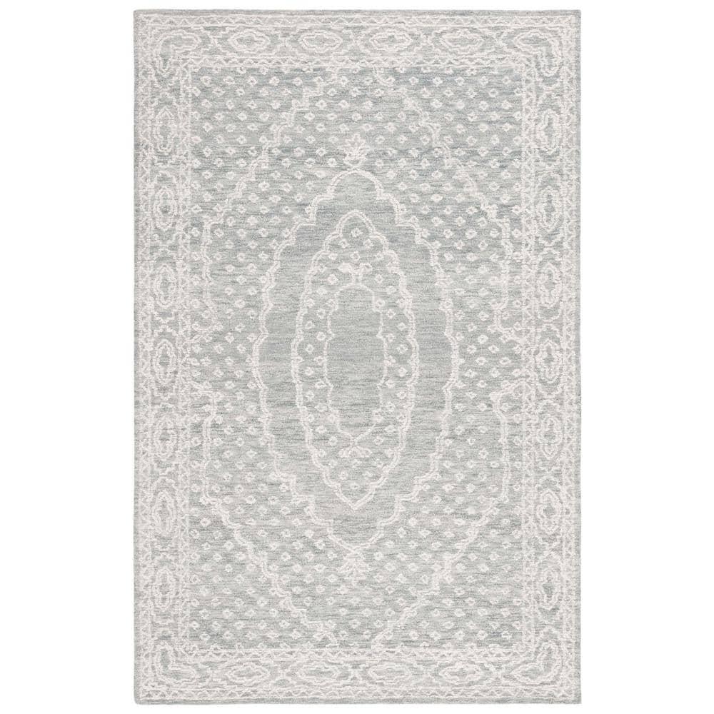 Ebony EBN306 Hand Tufted Indoor Area Rug - Ivory/Grey - 5'x8' - Safavieh
