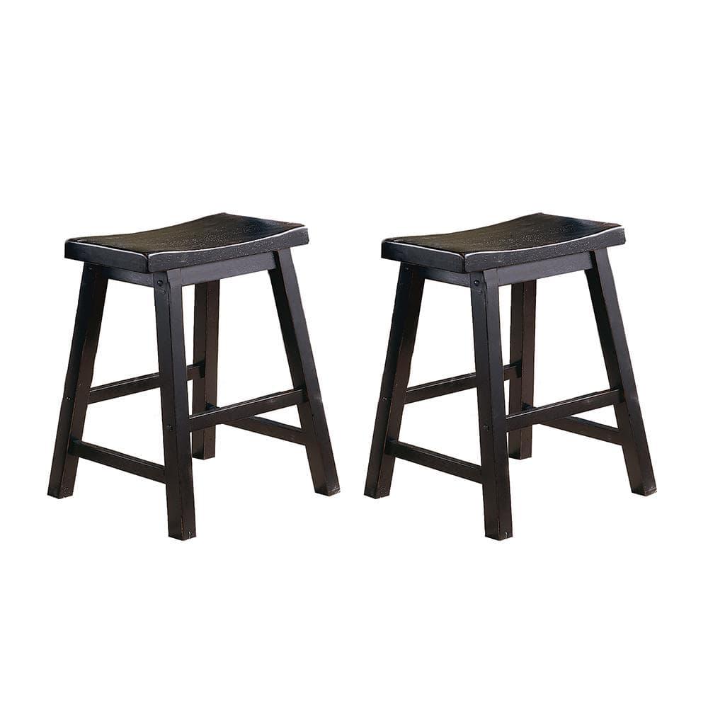 Homelegance 18 Inch Dining Height Wooden Saddleback Seat Barstool, Black