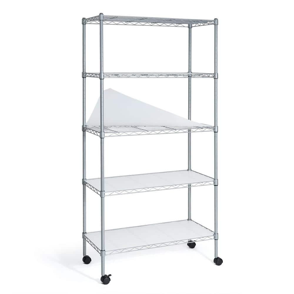 CAPHAUS NSF Commercial Grade Heavy Duty Wire Shelving w/ Wheels, w/ Liner, 36 x 18 x 76 5-Tier