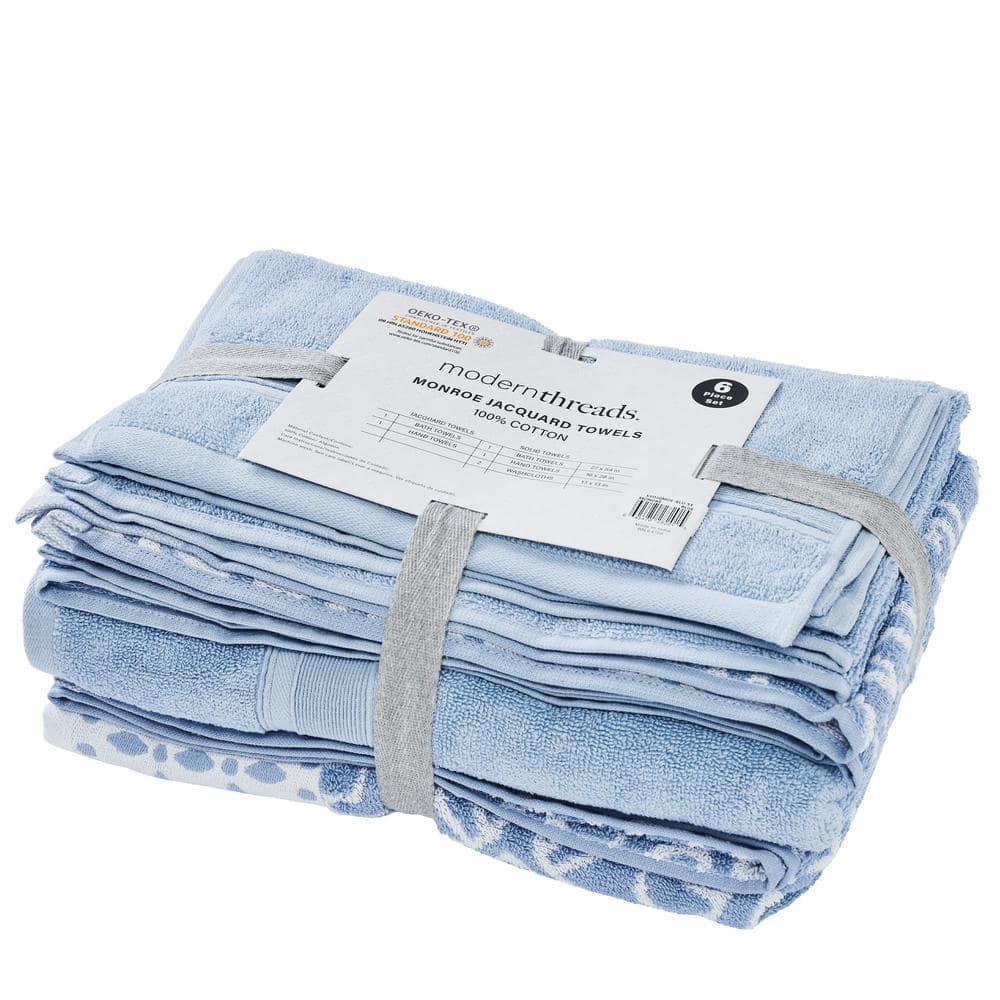 Modern Threads Modern Threads 6 Piece Set, 2 Bath Towels, 2 Hand Towels, 2 Washcloths Yarn Dyed Jacquard/Solid Towel Set Monroe