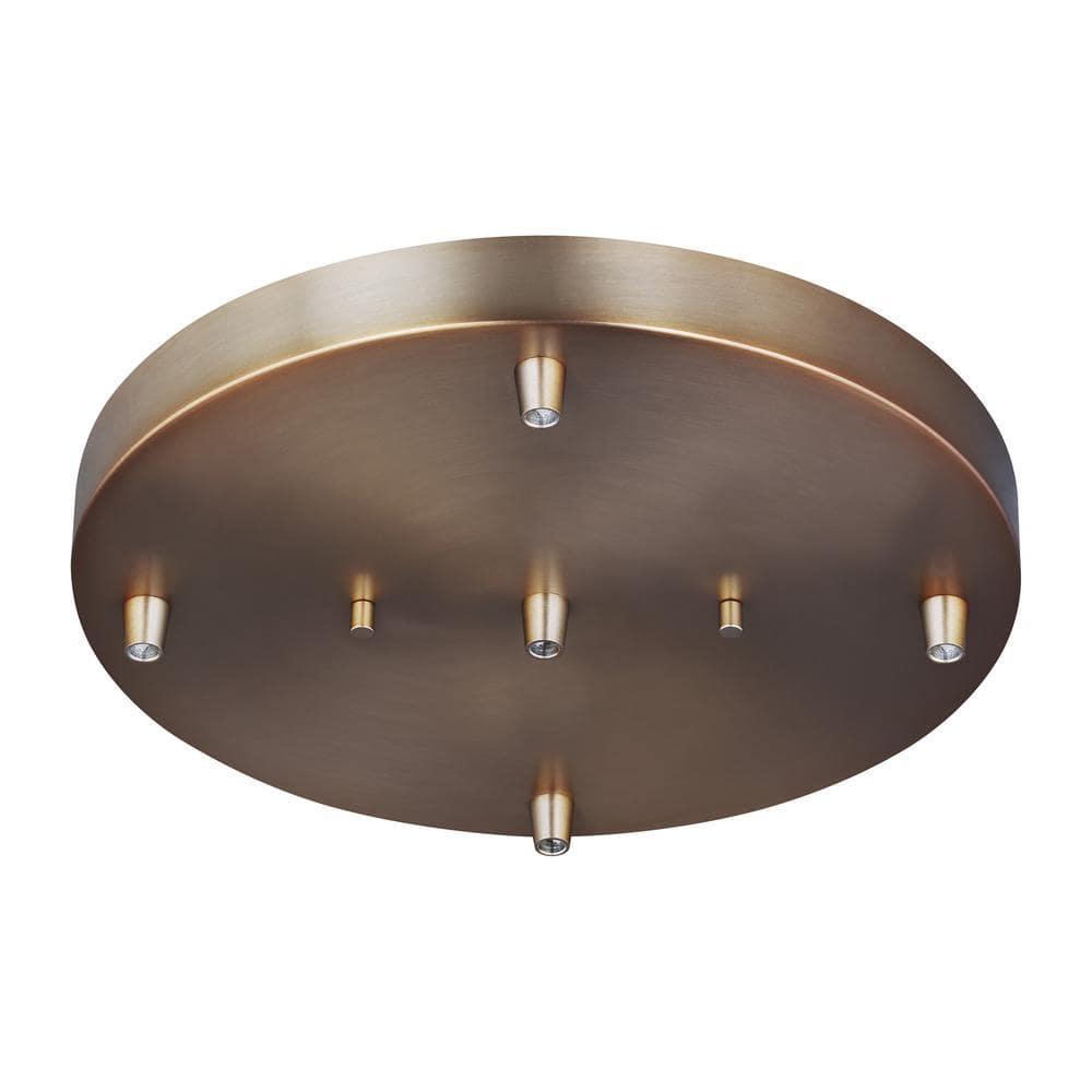 Towner Mid-Century Satin Brass 5-Light Cluster Pendant Canopy