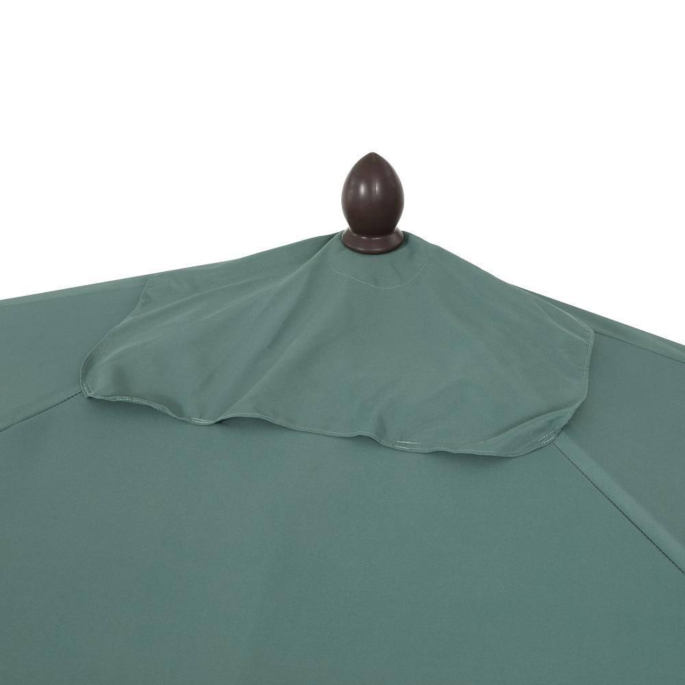 JONATHAN Y Sidney 9 ft. Classic MidCentury Rectangular Half Market Patio Umbrella with Crank, Wind Vent and UV Protection in Green/White