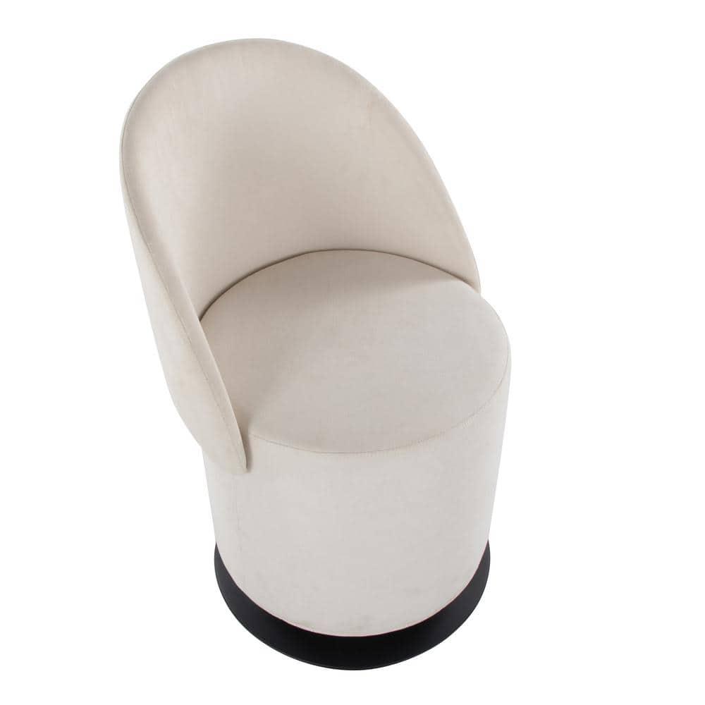 Finch Swivel Accent Chair Black/Cream - LumiSource: Adjustable Backrest, Metal Frame, Polyester Upholstery