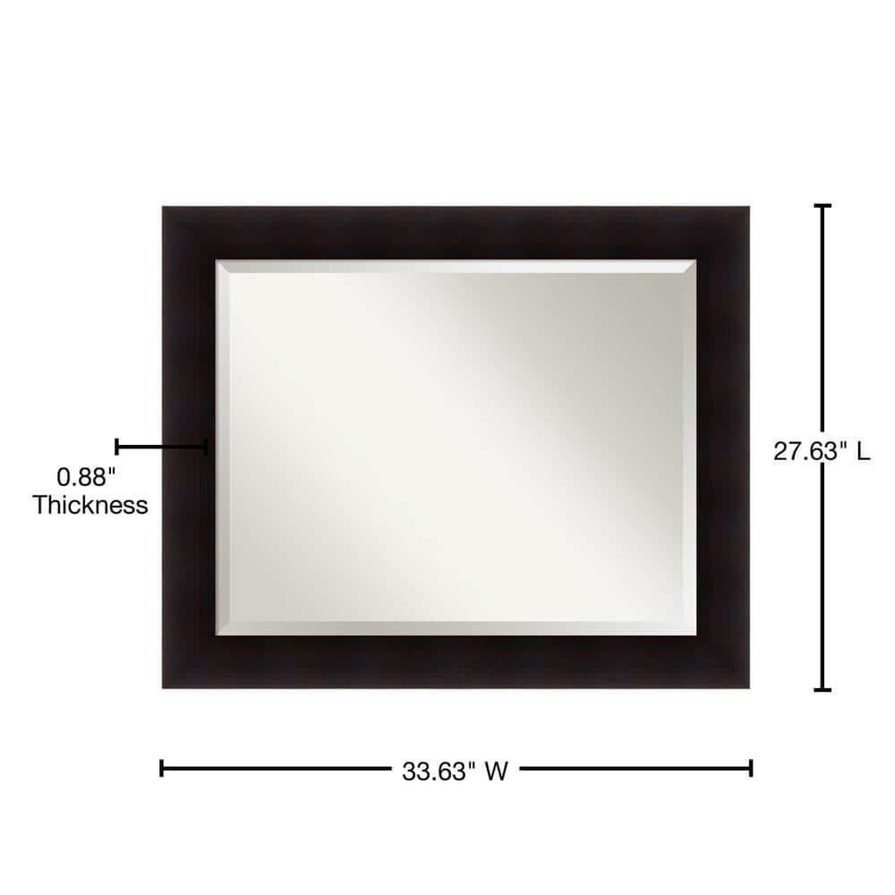 Amanti Art Beveled Wood Bathroom Wall Mirror - Portico Espresso Frame Outer Size: 34 x 28 in